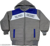 Gray nylon self-design net boys jacket, Indian origin, long sleeves (0-12 years)