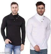 Multicolor cotton blend high neck long sleeves T-shirt, ideal for casual wear this season