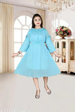 Chiffon long sleeve frock for girls, solid pattern, sizes: 11-12 years, 12-13 years, 13-14 years, 14-15 years, made in India