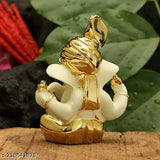 Gold-plated terracotta Karauli Collection Ganesha idol, 6cm x 8cm x 3.5cm, best for car dashboards & home decor. Handcrafted in India