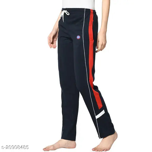 Multicolor cotton blend straight-fit trousers for women, pack of 2. Example shown features size 34 with a waist of 30in and length of 39in