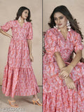 Premium printed net polycotton short-sleeved dress for women, size S (36in bust, 52in length), made in India