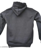 Black cotton hoddy for kids, printed net pattern, long sleeves, winter wear on display