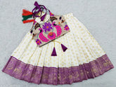 Art Silk baby girl's pattu pavadai lehenga choli, jacquard silk with cotton inner, ready-to-wear full stitched, Indian craftsmanship, festive occasion wear