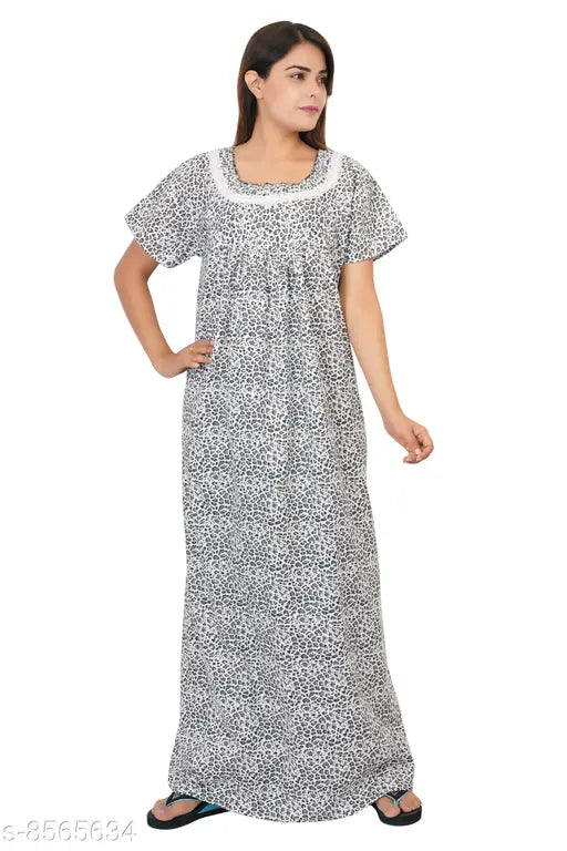 Handloom cotton nighty, printed, XL/XXL/Free size, Himanshu India