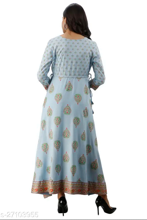 Rayon women's flared kurta with printed combo, three-quarter sleeves, from DMP FASHION (DMP310), India