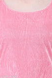 Light pink velvet cap sleeve jumpsuit, women's solid-patterned long outfit from India