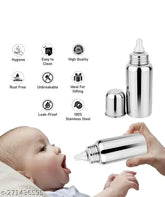 BPA-free 250ml stainless steel feeding bottle, 304 grade, for kids, India-made, spill-proof with food-grade silicone spout