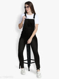 Stylish denim sleeveless dungaree jumpsuit for partywear, solid pattern, size L (bust 36", length 44", waist 30")