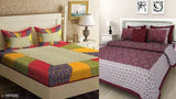 Best cotton 2 double bed sheet set with 4 pillow covers, high thread count (144), queen size (93 x 83 inches), made in India