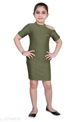 Printed polyester shift dress for girls aged 2-14 years, featuring short sleeves and various sizes available
