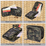 Brown faux leather JnD men's small army round zip wallet, features 3 card slots, coin pocket, & 2 currency compartments. Well-designed, durable, & compact." (108 characters)