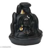 Khushi Lord Shiva Smoke Fountain with free backflow cones, poly resin adi shankara product, Indian-made smoking accessory (7x10x4cm)