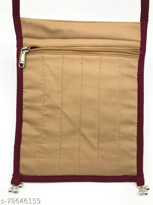 Handmade checked cotton cross body bag for women's party wear, eco-friendly side bag with 2 compartments and free size (7in x 1in x 9in), stylish and durable for daily essentials