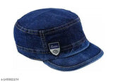 Blue cotton newsboy cap - solid blue, stylish party hat for men, women, boys, girls (India origin)