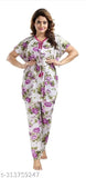Satin kaftan nightsuit sleepwear set, free size printed pyjamas on hanger, made in India