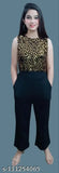 Stylish gold sequence cotton blend jumpsuit, embellished net round neck on mannequin (India)