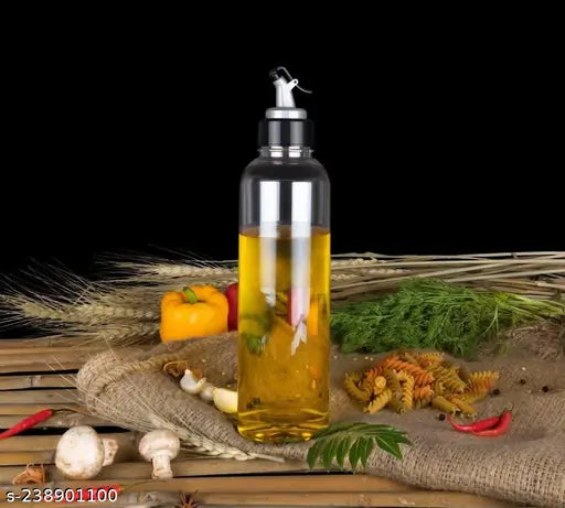 Clear plastic oil dispenser set (1000ml x 2), BPA-free, leak-proof & easy pour, ideal for kitchen condiments