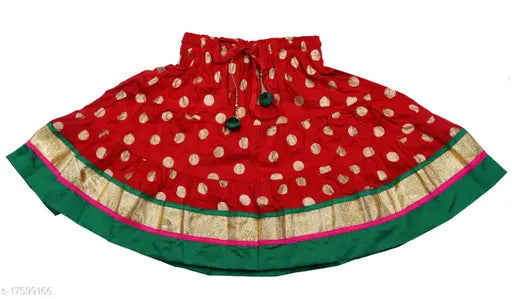 Rayon polka dot lehenga choli, sleeveless and zari woven for toddlers, 3-6 months size, India origin