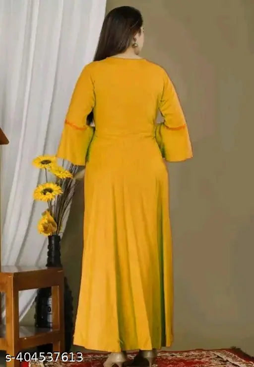 Women's Anarkali fit and flared Rayon kurti - solid, rayon fabric, three-quarter sleeves, ideal for everyday wear and chic style