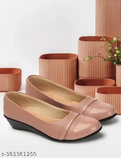 Synthetic leather grey ballerinas for women's bellies (GREY), slip-on style by MAHI & LOOKS - India origin