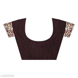 Indian net saree with embroidered solid dupion silk blouse, free size, length 5.5m