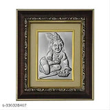Silver-plated Ladu Gopal Ji photo frame, 16cm x 15cm for home temple decor, Indian Krishna idol