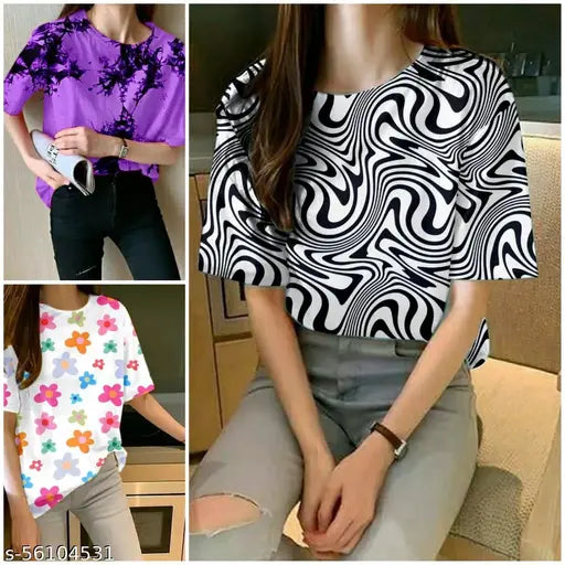 Oversized Lycra t-shirts, printed net design for women. Sizes S-XL, bust sizes 36in-42in