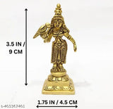 Brass Meenakshi Amman idol, intricately detailed 125gm statue from India for pooja room decoration