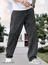 Mens loose denim baggy jeans, solid net, Steright Fit Zeera Wash, size 28 (waist 29in, length 40in, hip 35in), made in India