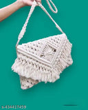 Handcrafted boho-chic macrame bag, 100% pure cotton with zipper, sustainable vintage style accessory