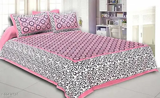 Trendy floral cotton queen size double bedsheet (90X100), made in India with 2 pillow covers