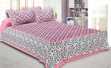 Trendy floral cotton queen size double bedsheet (90X100), made in India with 2 pillow covers