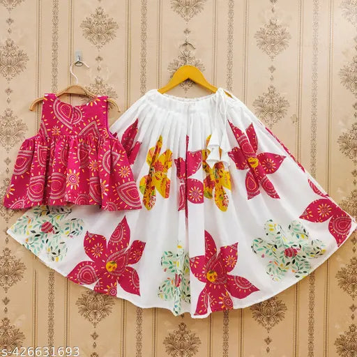 Girls Floral Rayon Lehenga Choli, comfortable and easy-to-wear traditional Indian outfit for festive occasions