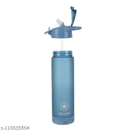 Multicolor fitness water bottle, tritan BPA free, time marker straw, leakproof, for outdoor activities like camping, yoga, cycling - 750ML with markings to aid water intake count