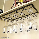 Stainless steel Eminence Lifestyle iron hanging wine glass rack, fits up to 2-3 glasses, suitable for various cup types like Bordeaux, champagne, cocktail glasses. Modern kitchen decor accessory