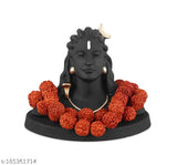 Resin Adiyogi Shiva Statue with Rudraksha Mala, 14cm, Indian origin
