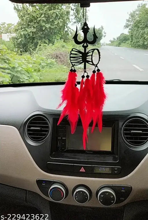 Handmade vibrant Oreaj color Dream Catcher, natural fiber wall hanging for car or outdoor decor, Indian origin