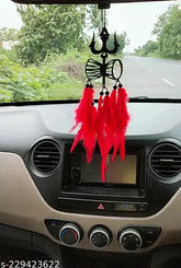 Handmade vibrant Oreaj color Dream Catcher, natural fiber wall hanging for car or outdoor decor, Indian origin