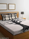 Pure 100 Jaipuri cotton king size double bedsheet with 2 pillow covers, botanical print for summer - Rajasthani traditional design, made in India
