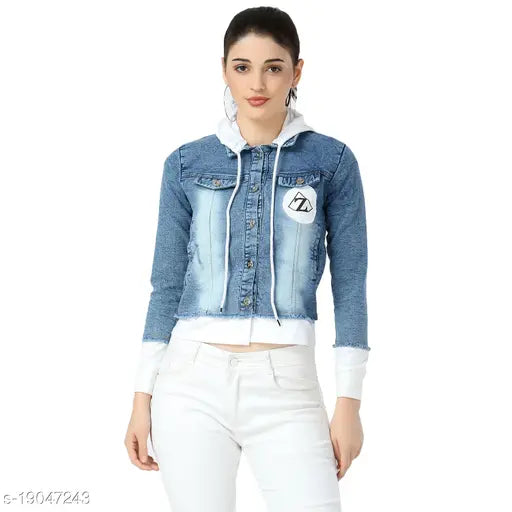 Denim self-design sweatshirt for women - long sleeves, stylish and graceful fit, XS, S, M, L, XL (India origin)