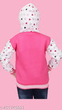 Pink & White Girls' Hoodie with Star and Heart Prints (3-16yrs), soft wool fabric, long sleeves, trendy design, casual winter wear
