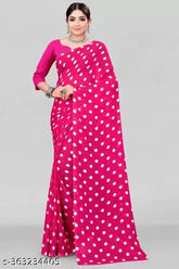 Leelavati printed cotton blend daily wear saree with Georgette blouse, zari woven pattern on free size, origin India (5.2m saree length, 0.8m blouse length)