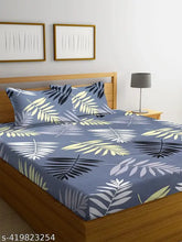 Soft and breathable botanical-patterned cotton bedsheet set for double bed with 2 king size pillow covers, wrinkle-free - 90x90 inches by SAVOY HOME DECOR