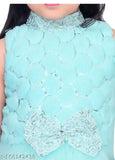 Sky blue fancy up-down frock, soft net material for kids parties (0-3yrs), U BABA designer dress, made in India