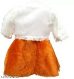 Wool three-quarter sleeve dress (Girls Fur Frocks), solid pattern for infant to toddler fashion