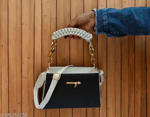 Synthetic sling bag with adjustable strap, solid net pattern, perfect for girls and women. Vinsage Trendy sling bag, free size." (123 characters)