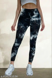 Multicolor cotton blend jeggings with abstract print for women's sportswear, size 26/28/30/32/34/36. Made in India