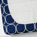 Superfine cotton geometric-print fitted double bedsheet pack (1) with 2 pillow covers, ideal for summer adult use on 4-8" mattresses. Made in India