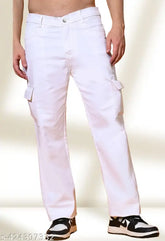 White denim loose fit Jeancherry pocket jeans, pre-shrunk and pill-resistant fabric, baggy style with contrast thread, ideal size for comfort and trendy design